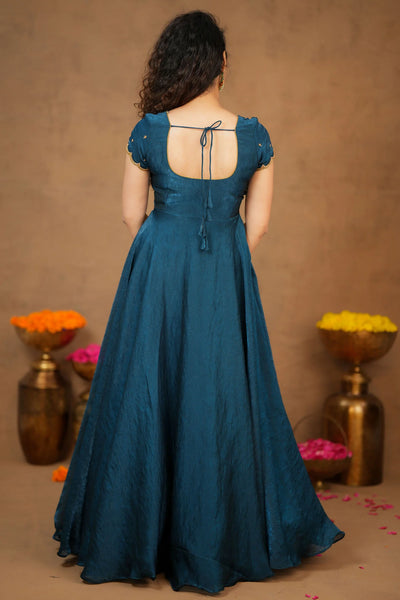 Niharika Teal Maxi Dress (Set of 2)