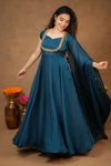 Niharika Teal Maxi Dress (Set of 2)