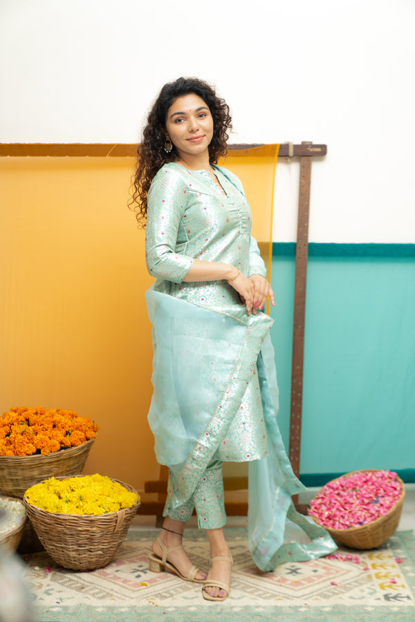 Harini Teal Green Kurti Set