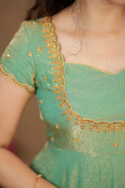Niharika Aqua Green Maxi Dress (Set of 2)