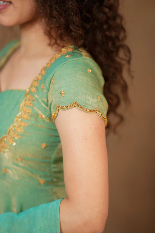 Niharika Aqua Green Maxi Dress (Set of 2)