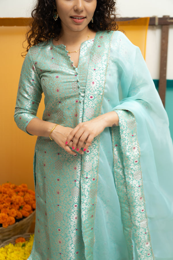 Harini Teal Green Kurti Set