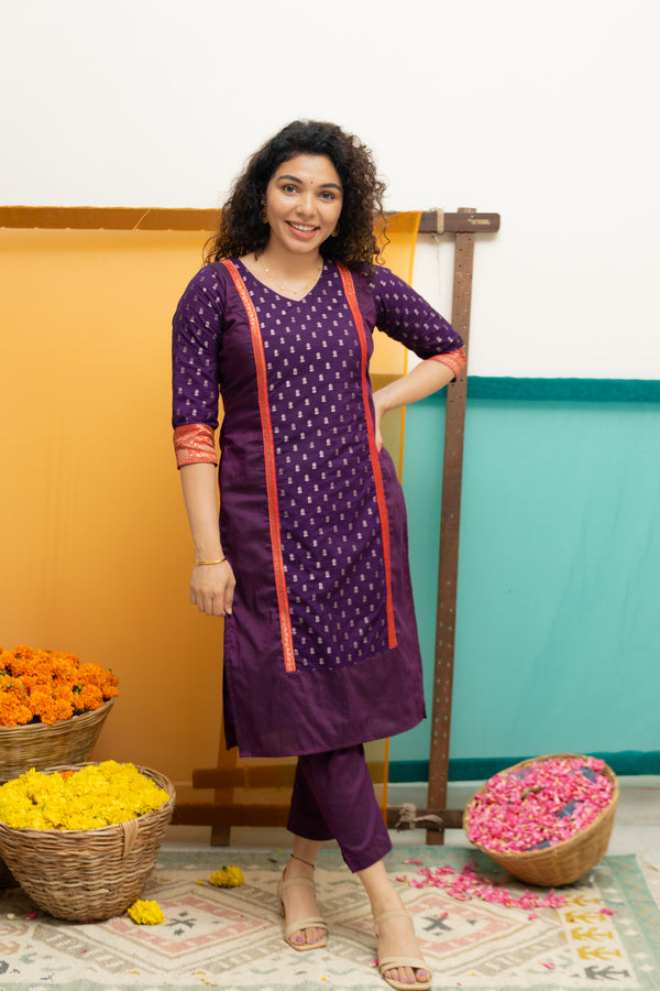 Nadhiya Violet Kurti Set