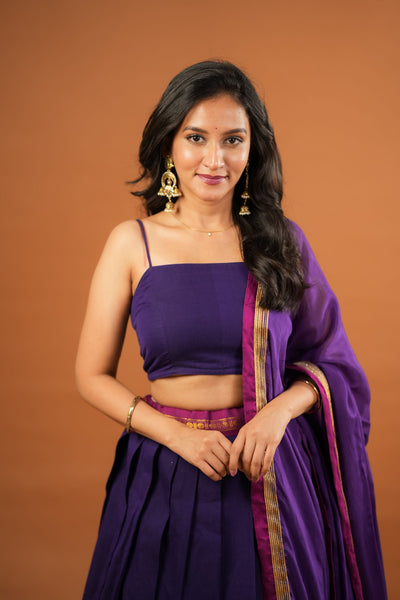 Sreeja Violet Handwoven Lehenga Set