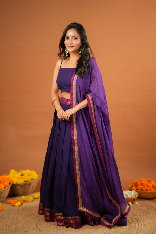 Sreeja Violet Handwoven Lehenga Set