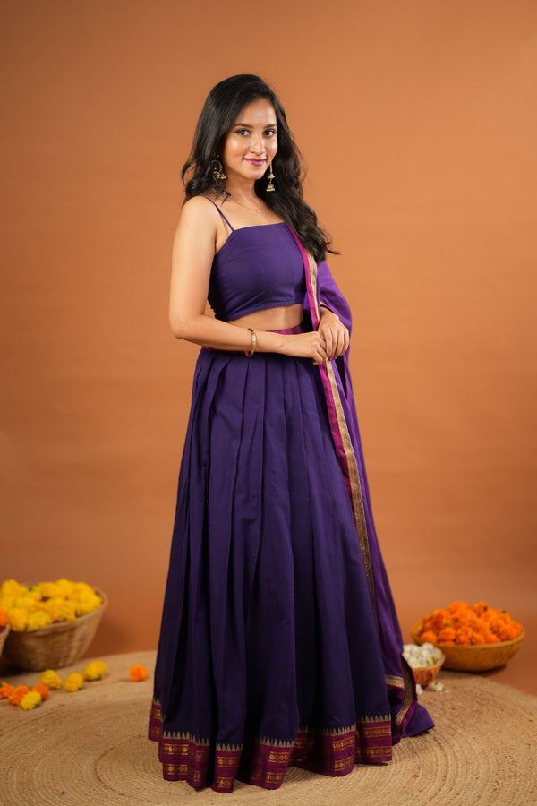 Sreeja Violet Handwoven Lehenga Set