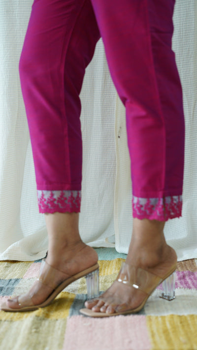 Magenta Solid Bottom with Lace detailing
