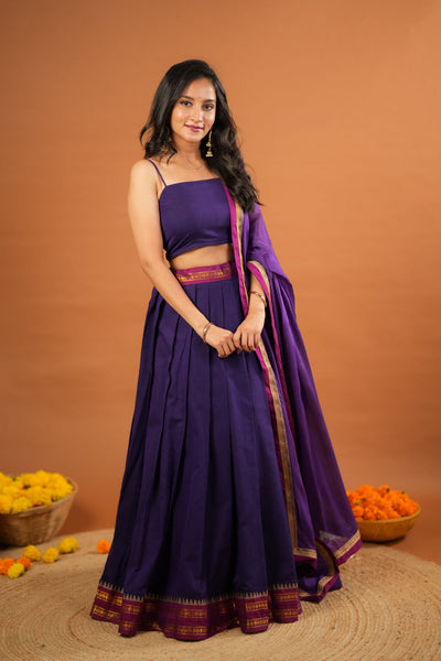 Sreeja Violet Handwoven Lehenga Set