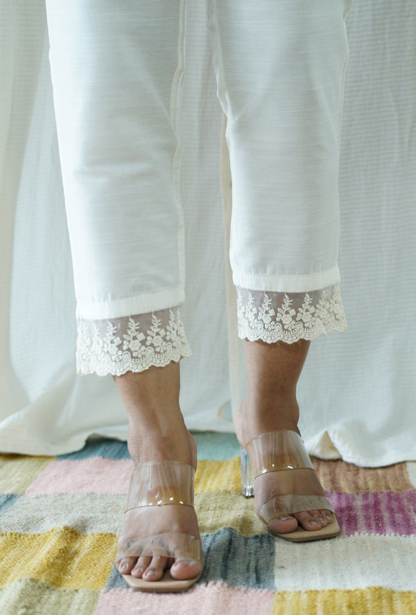 White Solid Bottom with Lace detailing