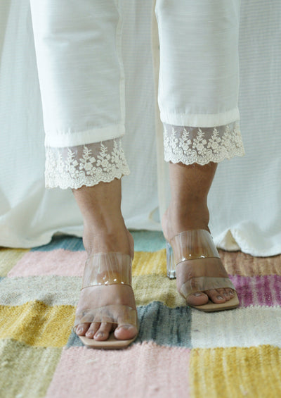 White Solid Bottom with Lace detailing