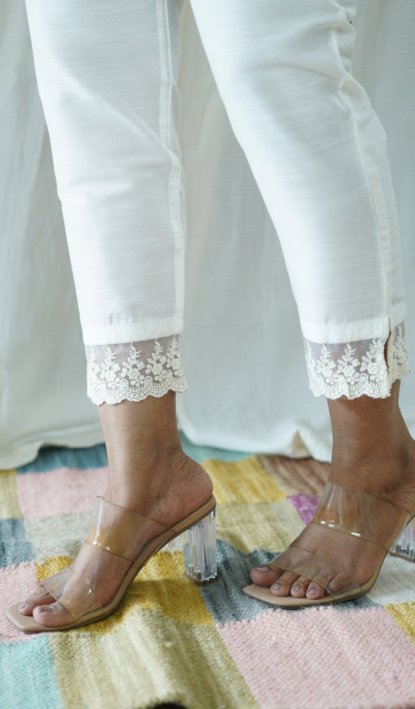 White Solid Bottom with Lace detailing