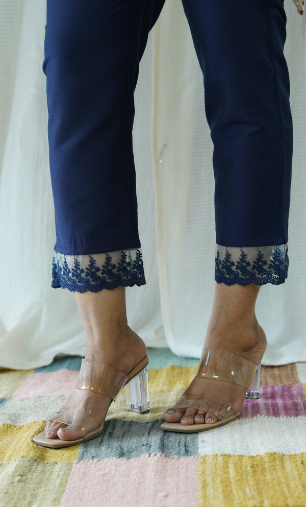 Navy Blue Solid Bottom with Lace detailing