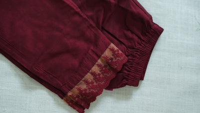 Maroon Solid Bottom with Lace detailing