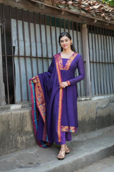 Brindha purple kurta set (Set of 2)