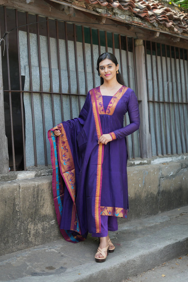 Brindha purple kurta set (Set of 2)