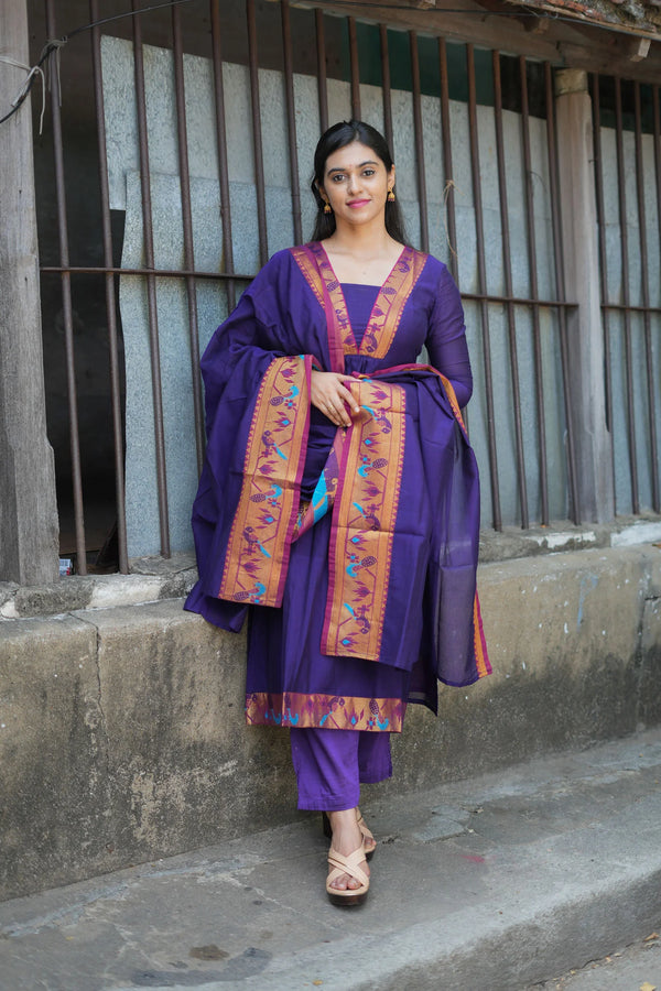 Brindha purple kurta set (Set of 2)