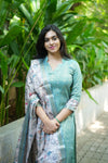Charita Pastel green Chanderi Kurta Set with Kalamkari Dupatta (set of 2)