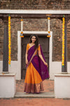Pooja Orange with Purple Handlom Halfsaree