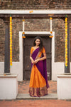 Pooja Orange with Purple Handlom Halfsaree