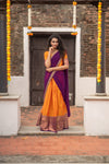 Pooja Orange with Purple Handlom Halfsaree