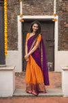 Pooja Orange with Purple Handlom Halfsaree