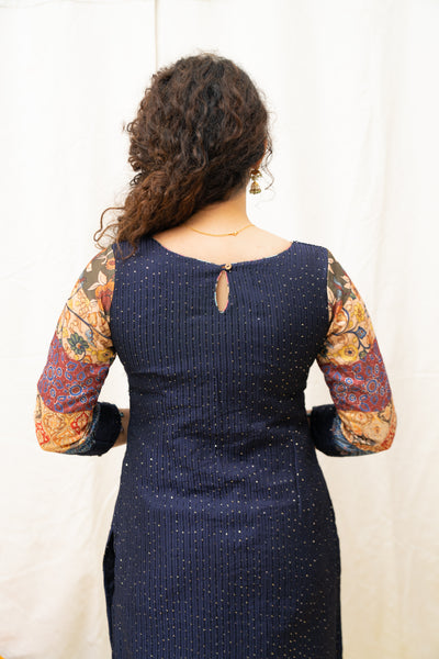 Praveena Navy Blue Kurti Set