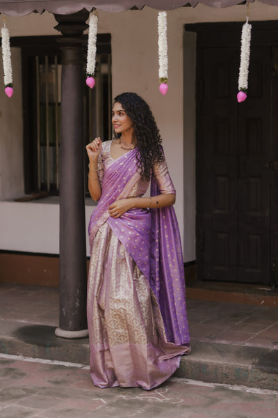 Insya Lilac Banaras Halfsaree