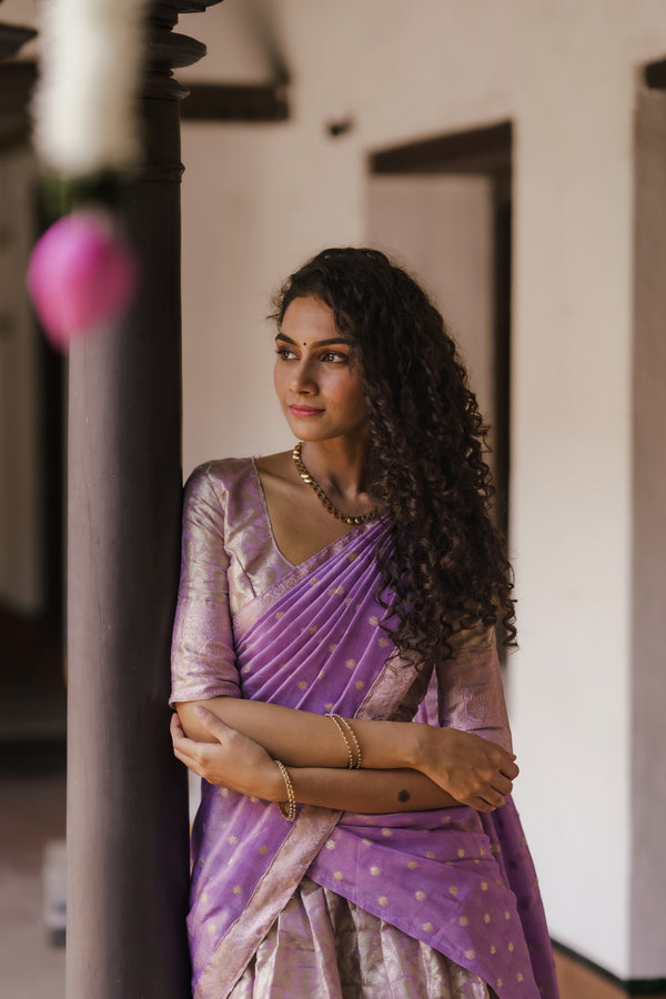 Insya Lilac Banaras Halfsaree
