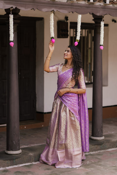 Insya Lilac Banaras Halfsaree