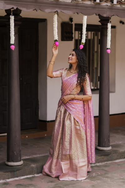 Insya Pink Banaras Halfsaree