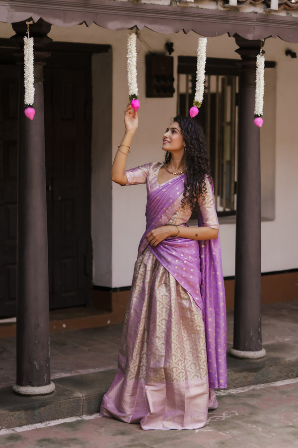 Insya Lilac Banaras Halfsaree