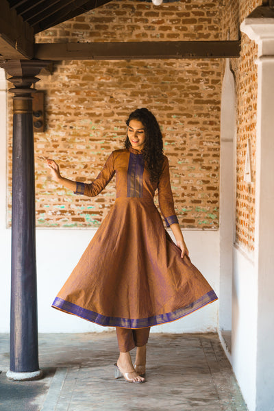 Raksha Rustic Brown Mangalgiri Co-Ord Set (Set of 2)