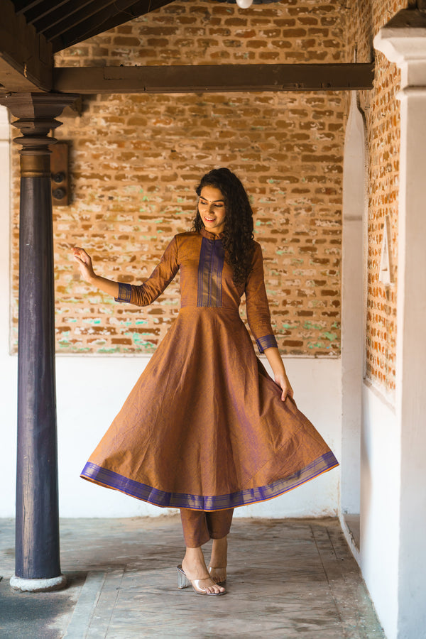 Raksha Rustic Brown Mangalgiri Co-Ord Set (Set of 2)