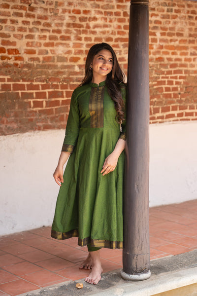 Raksha Olive Green Mangalgiri Co-Ord Set (Set of 2)