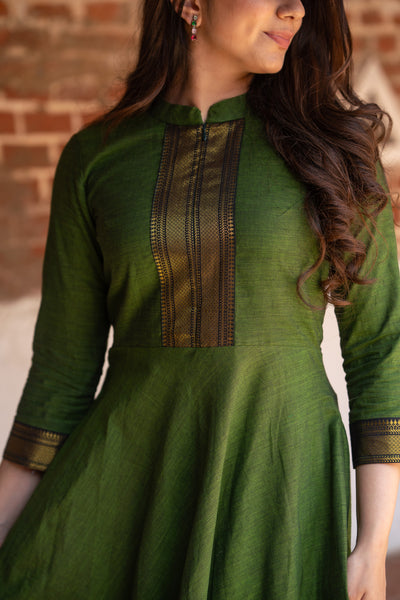 Raksha Olive Green Mangalgiri Co-Ord Set (Set of 2)