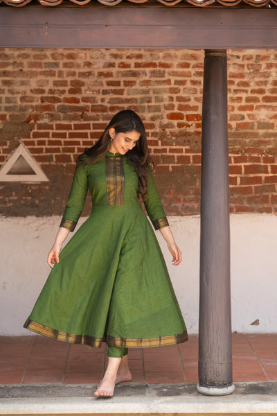Raksha Olive Green Mangalgiri Co-Ord Set (Set of 2)