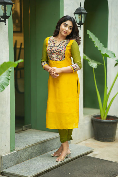 Samriddhi Yellow Kurti (Set of 2)