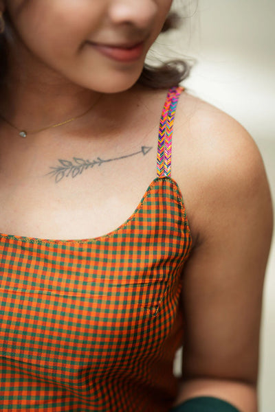 Narmada Rust with Green Kurti