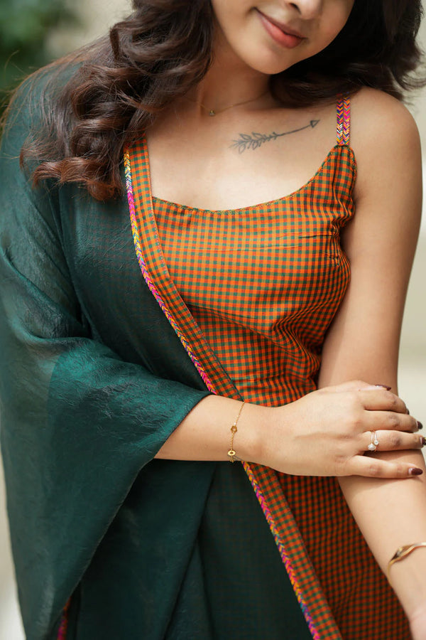 Narmada Rust with Green Kurti