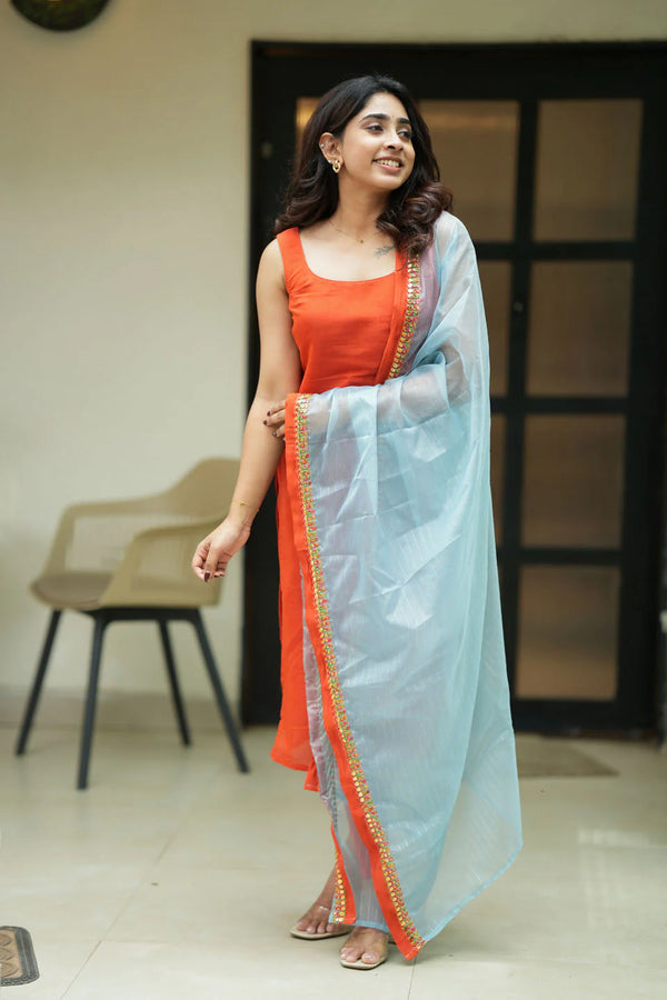 Kamala orange Kurti Set