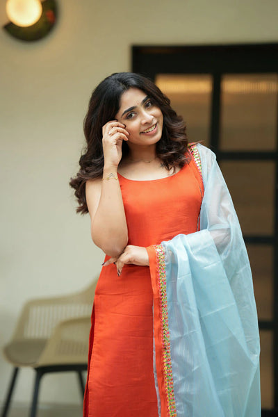 Kamala orange Kurti Set