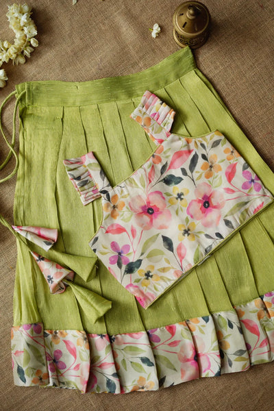 Ishara pastel green kids pavadai set Mini