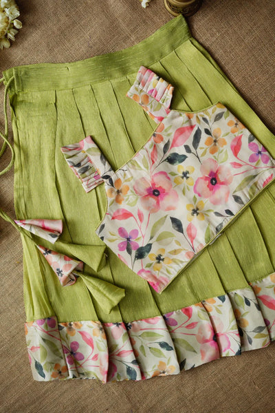 Ishara pastel green kids pavadai set Mini