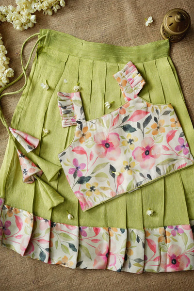 Ishara pastel green kids pavadai set Mini