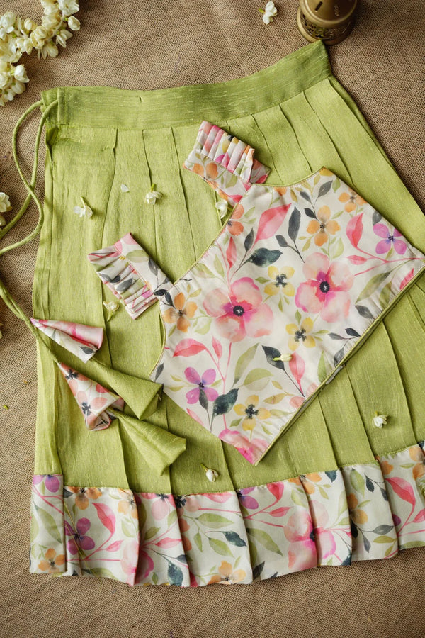 Ishara pastel green kids pavadai set Mini