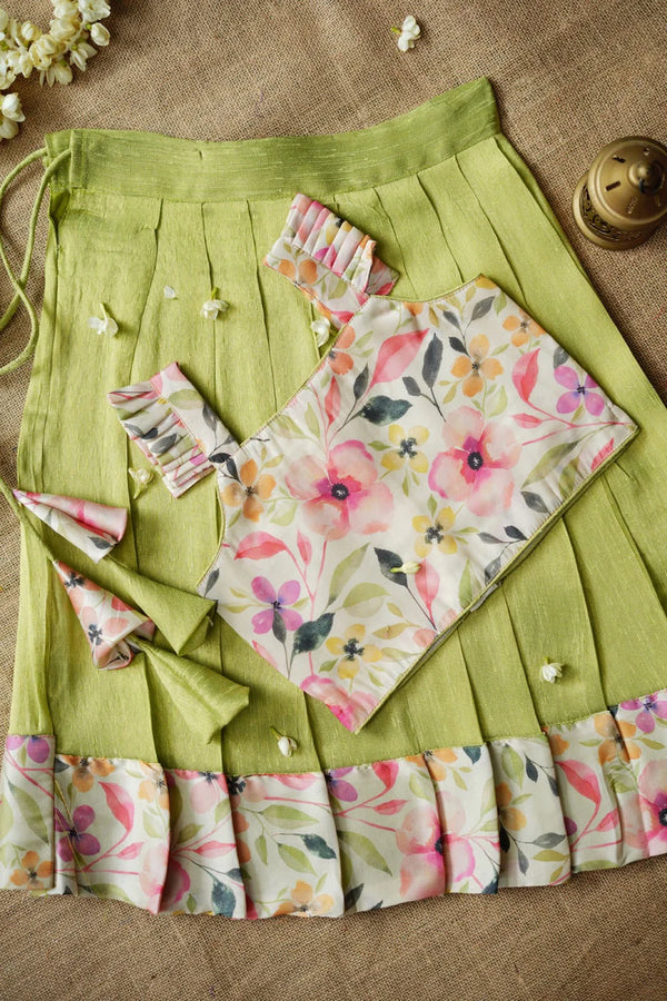 Ishara pastel green kids pavadai set Mini