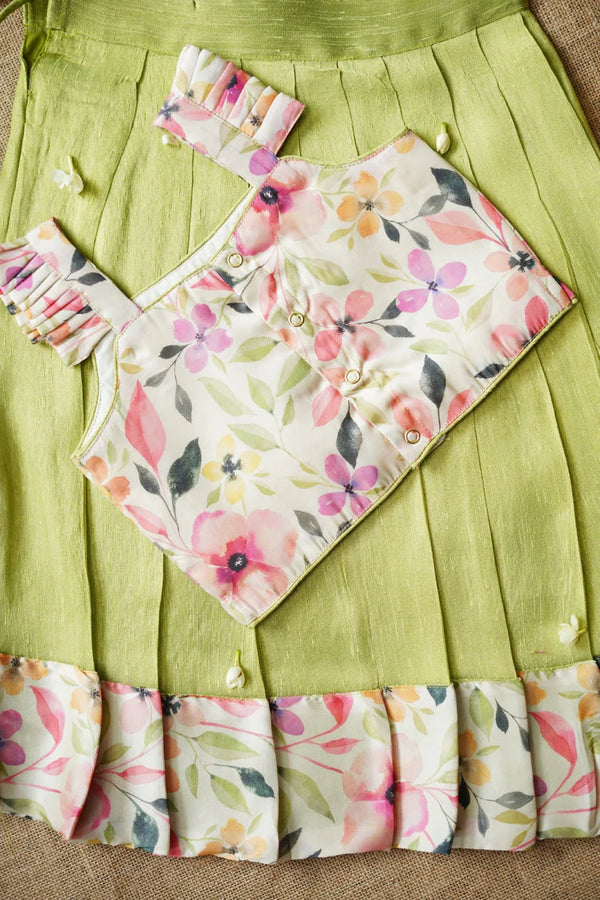 Ishara pastel green kids pavadai set Mini