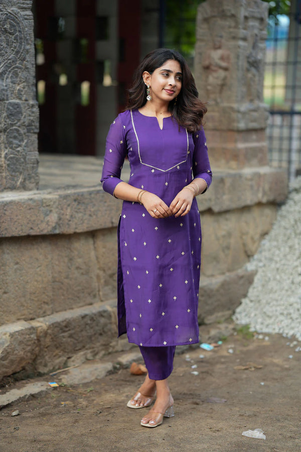 Meera Violet Kurti Set (Set of 2)