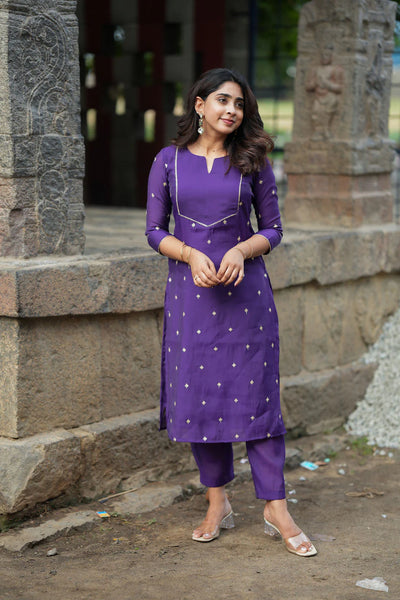 Meera Violet Kurti Set (Set of 2)