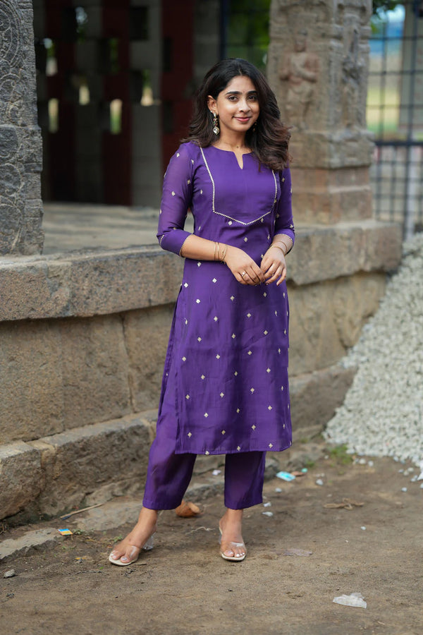 Meera Violet Kurti Set (Set of 2)